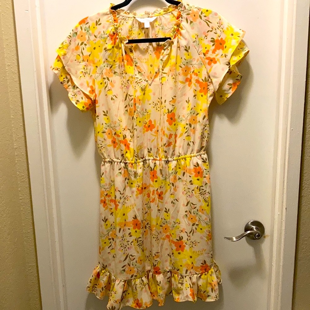 NWOT Lauren Conrad Yellow Floral Dress 👗 Size Large